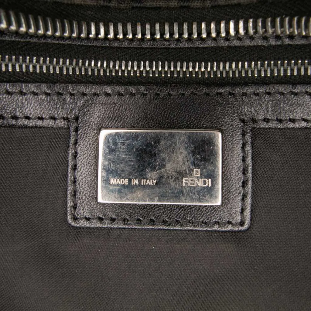 Fendi Zucchino Zebra Print Canvas Diavolo Trapezio Handbag Black Canvas Fair - Box View