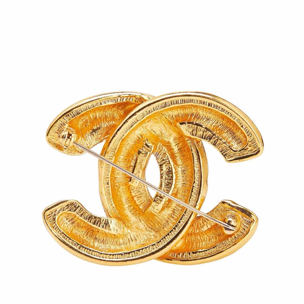 Chanel Gold Plated CC Quilted Brooch - 2