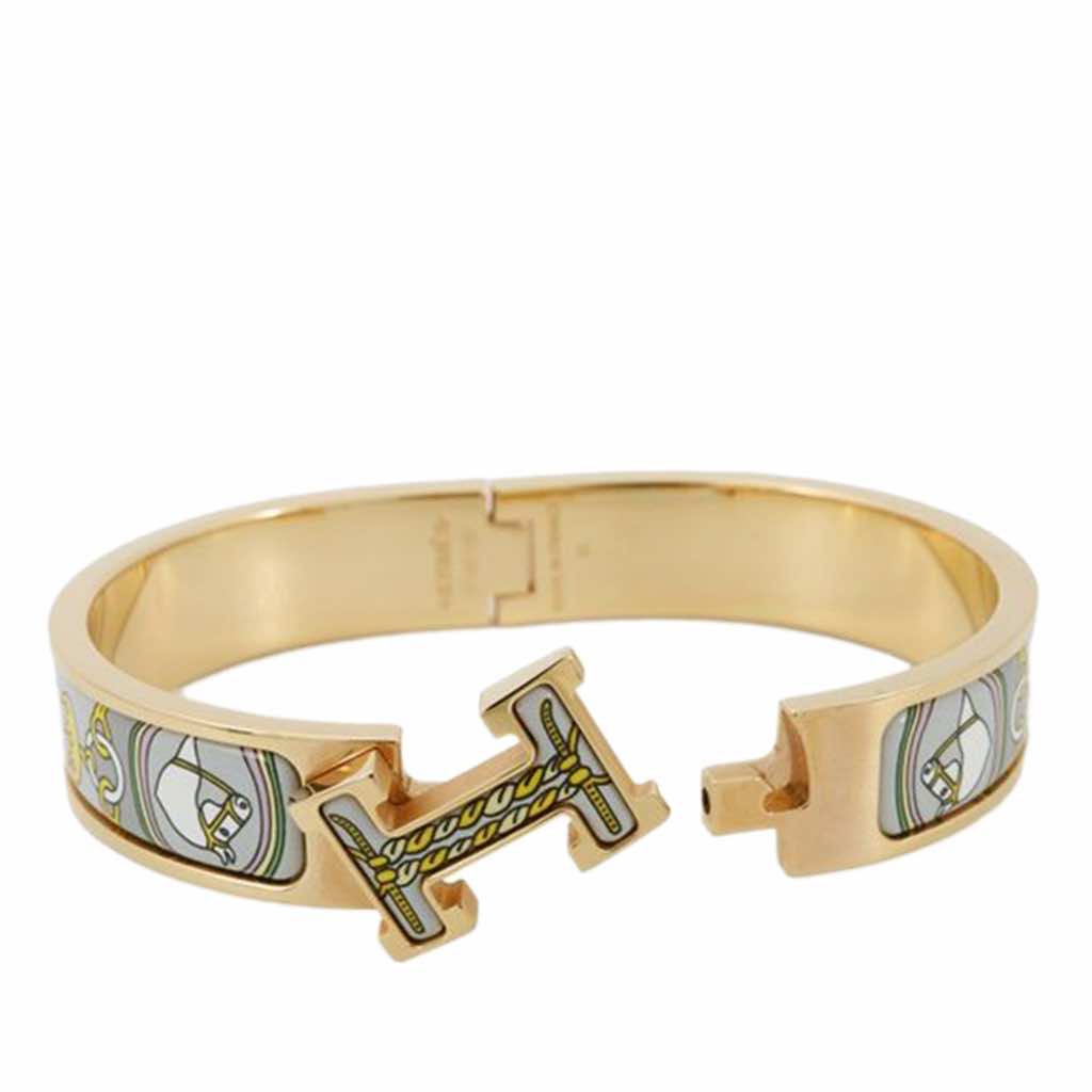 Hermès Narrow Bouquets Selliers Enamel Clic H Bangle - 4