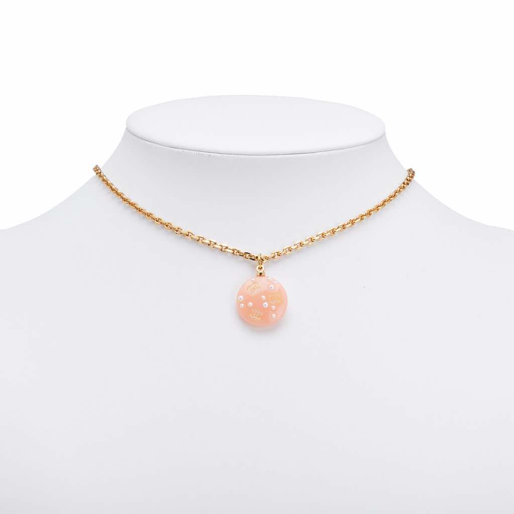 Chanel Resin CC Faux Pearl Pendant Necklace - 4