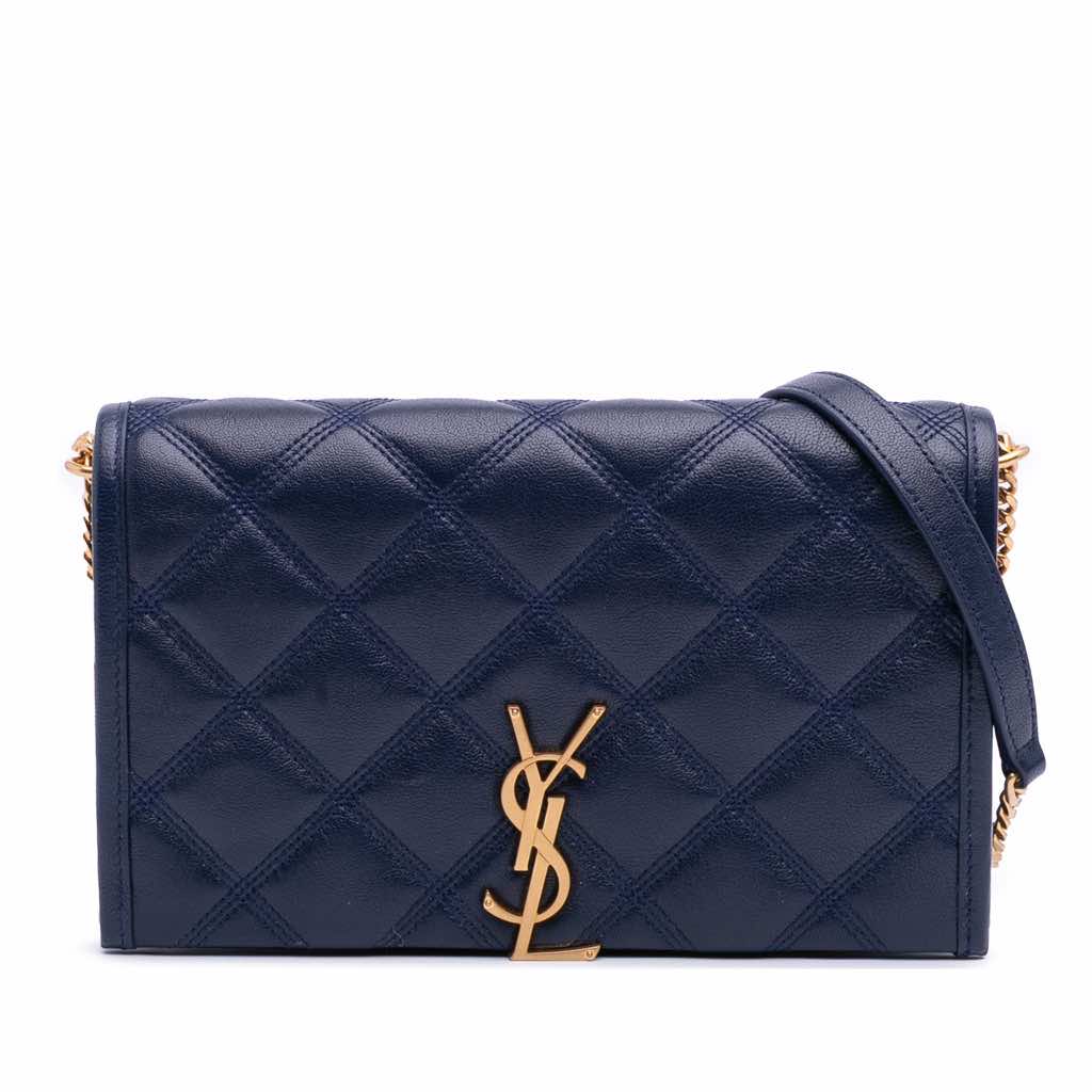 Saint Laurent Quilted Diamond Lambskin Becky Wallet on Chain