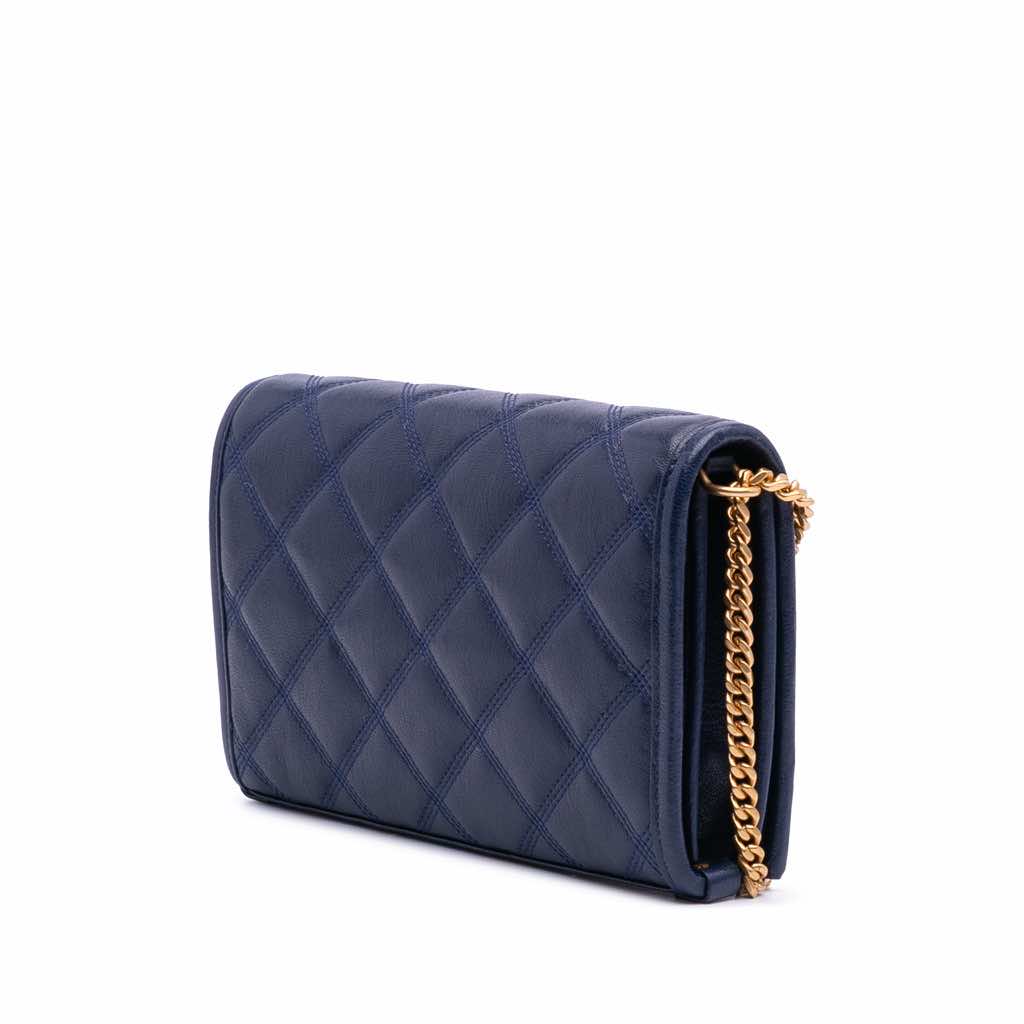 Saint Laurent Quilted Diamond Lambskin Becky Wallet on Chain - Back view