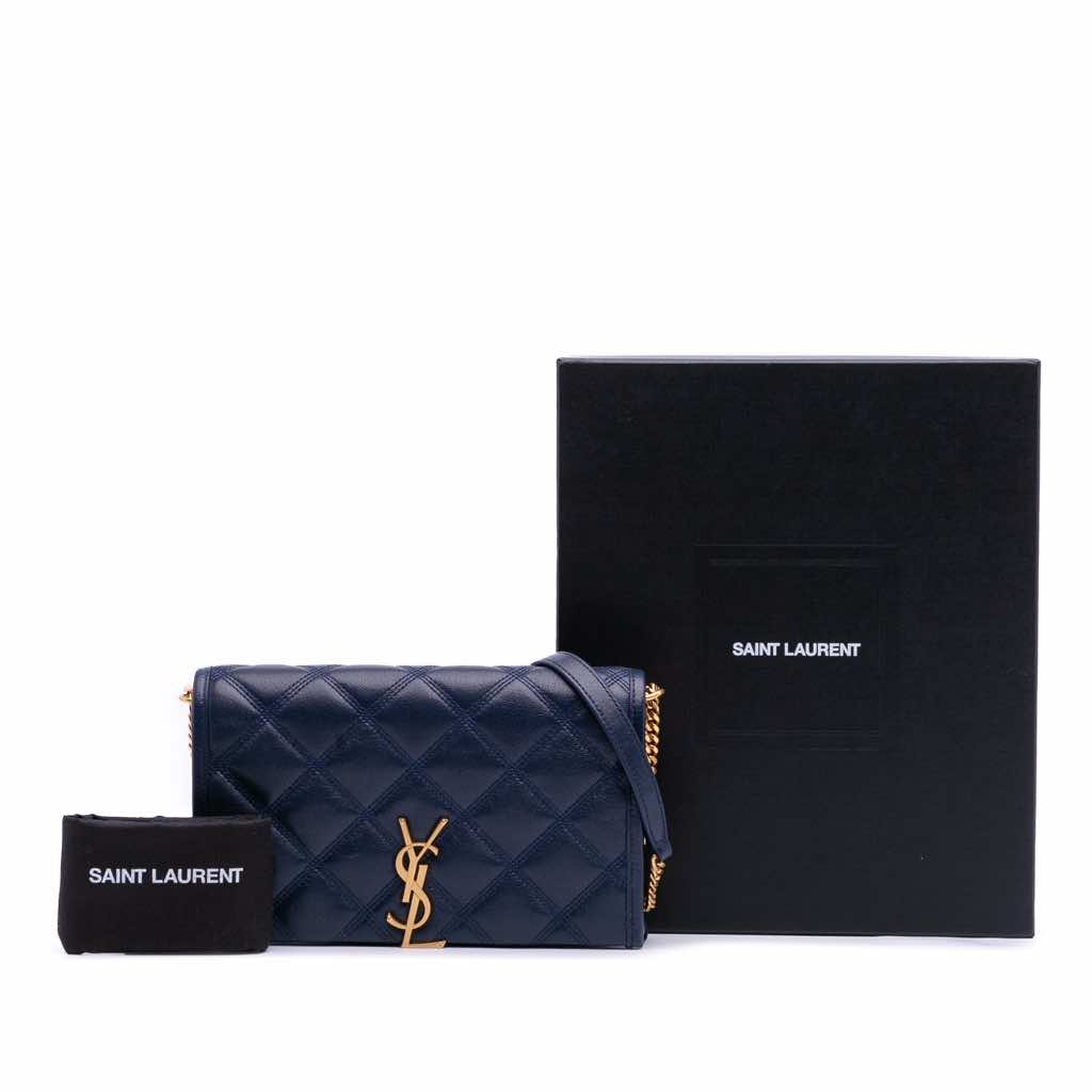Saint Laurent Quilted Diamond Lambskin Becky Wallet on Chain - Image 14