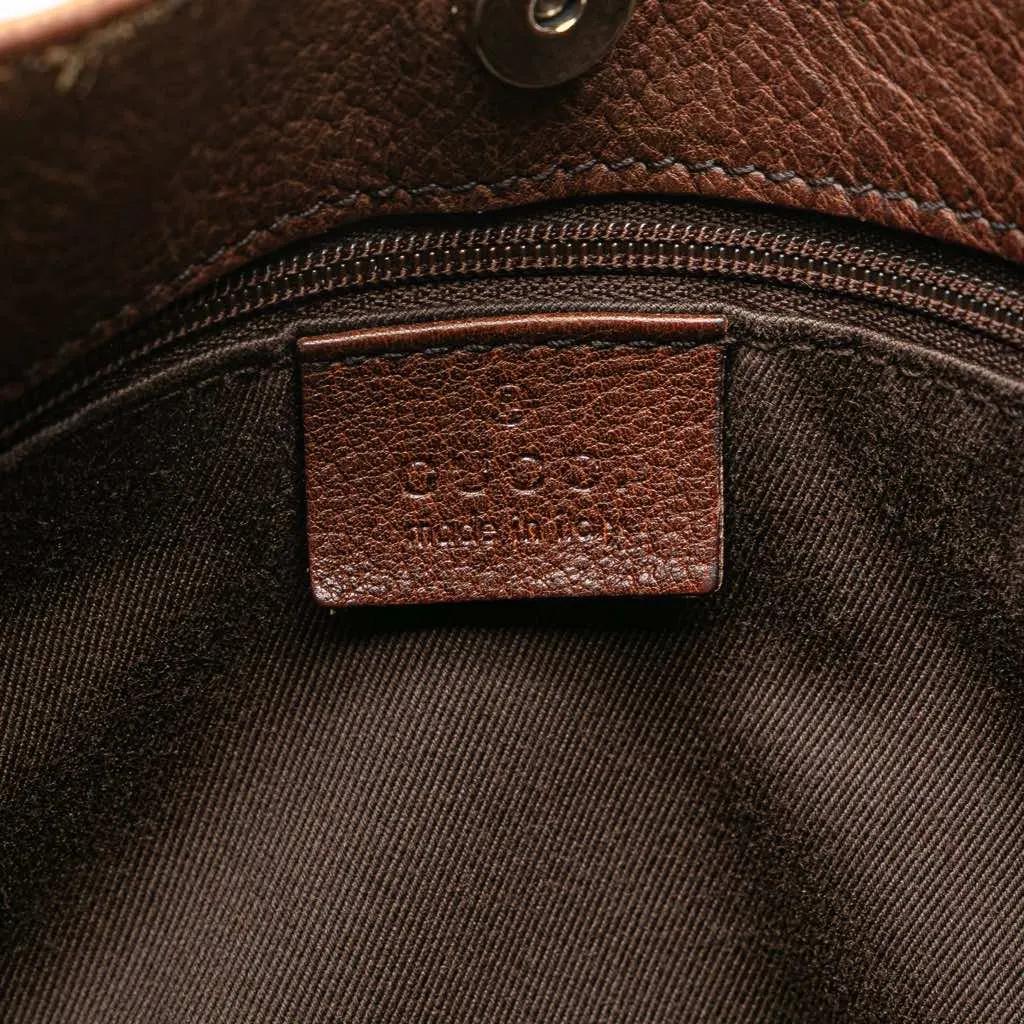 Gucci GG Denim Horsebit Shoulder Bag Brown Denim Good - Box View