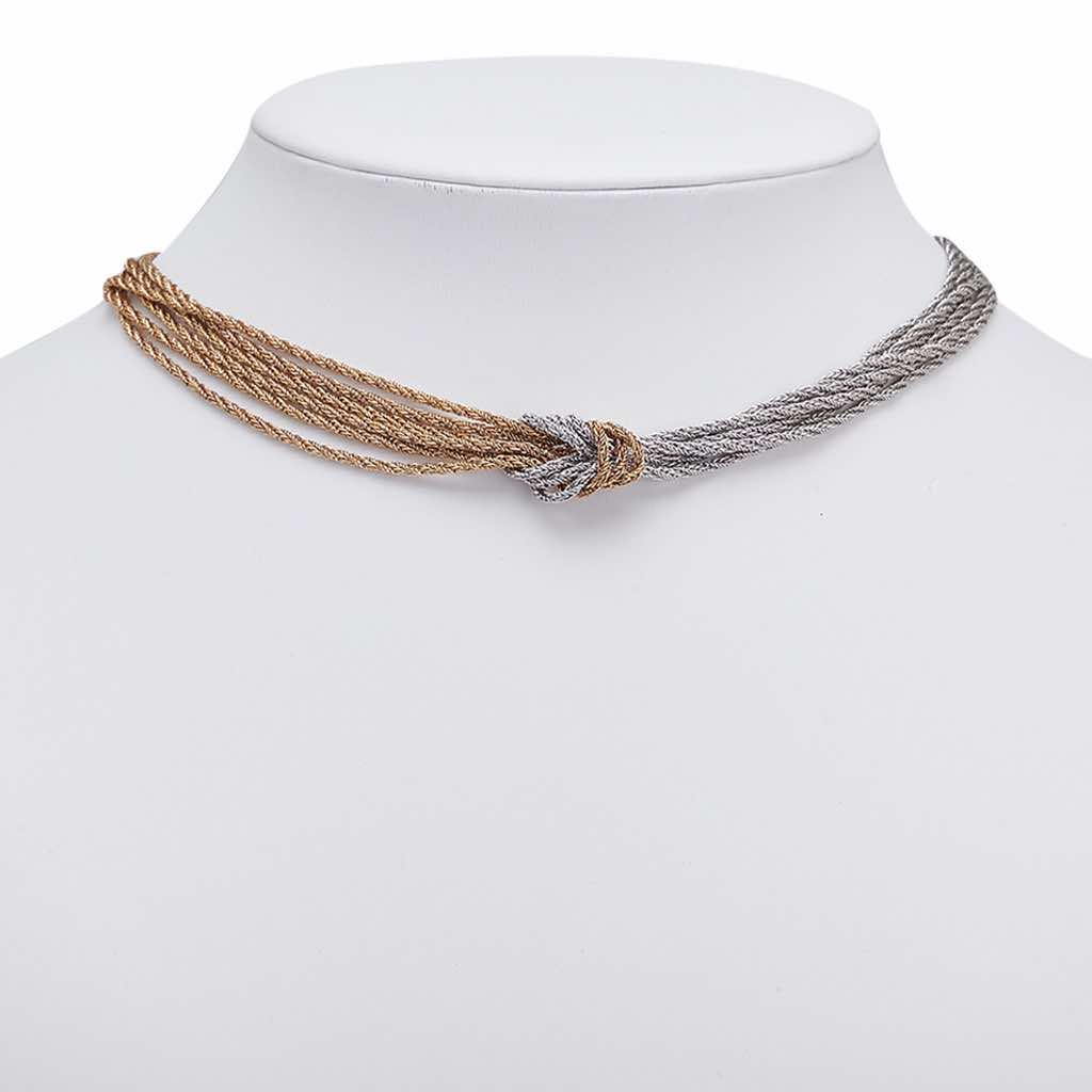 Dior Gold and Silver Plated 13 Strands Two Tone Chain Necklace - 5