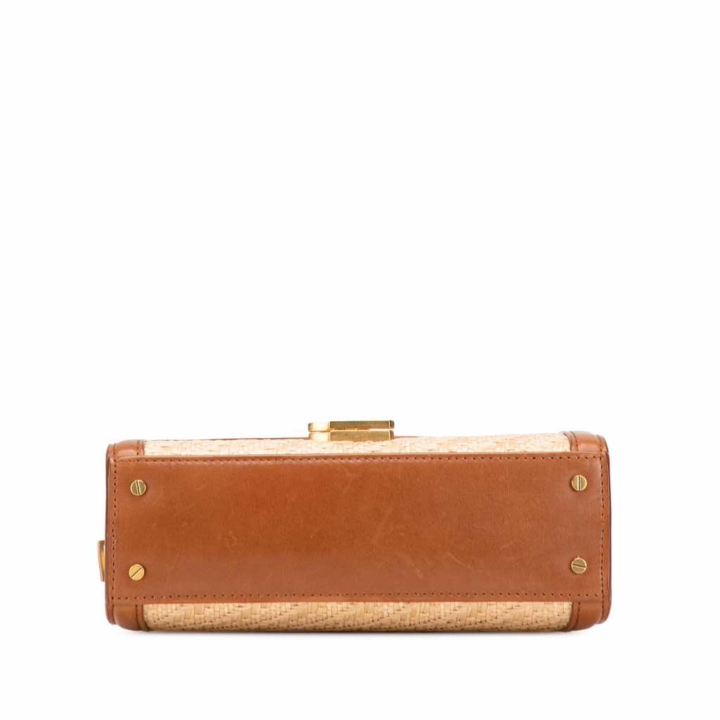 Saint Laurent Mini Raffia Monogram Cassandra Top Handle Bag - 3