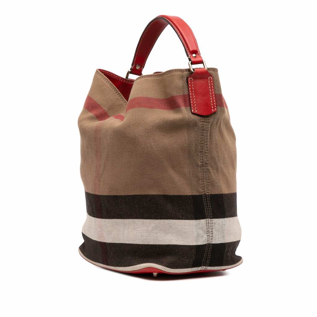 Burberry Medium Mega Check Canvas Ashby Bucket Bag - 2