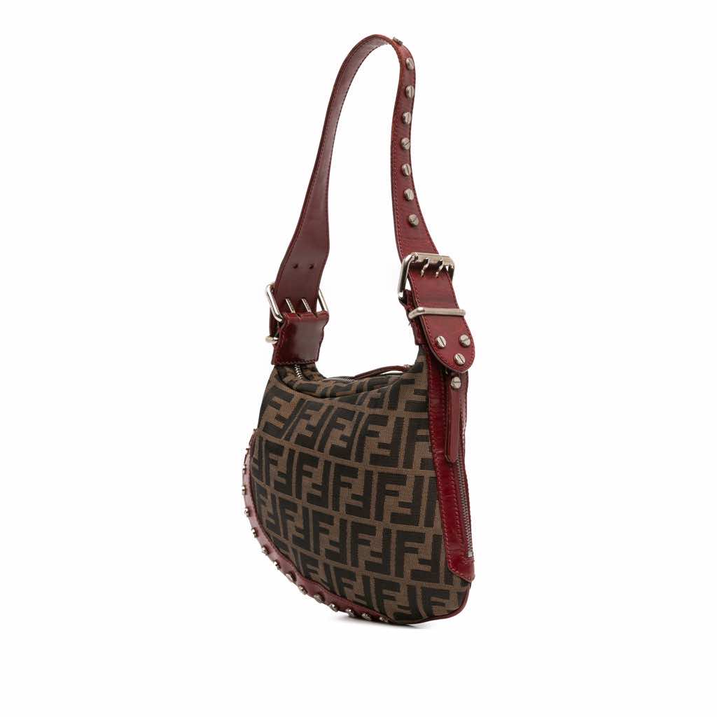 Fendi Zucca Canvas Studded Oyster Hobo - 2