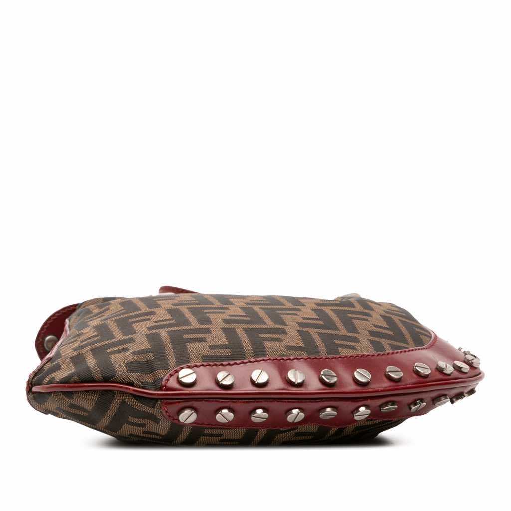 Fendi Zucca Canvas Studded Oyster Hobo - 3