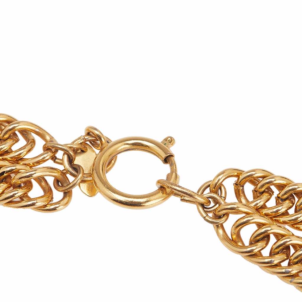 Chanel Gold Plated Quilted Cut Out Logo Double Chain Necklace - 5