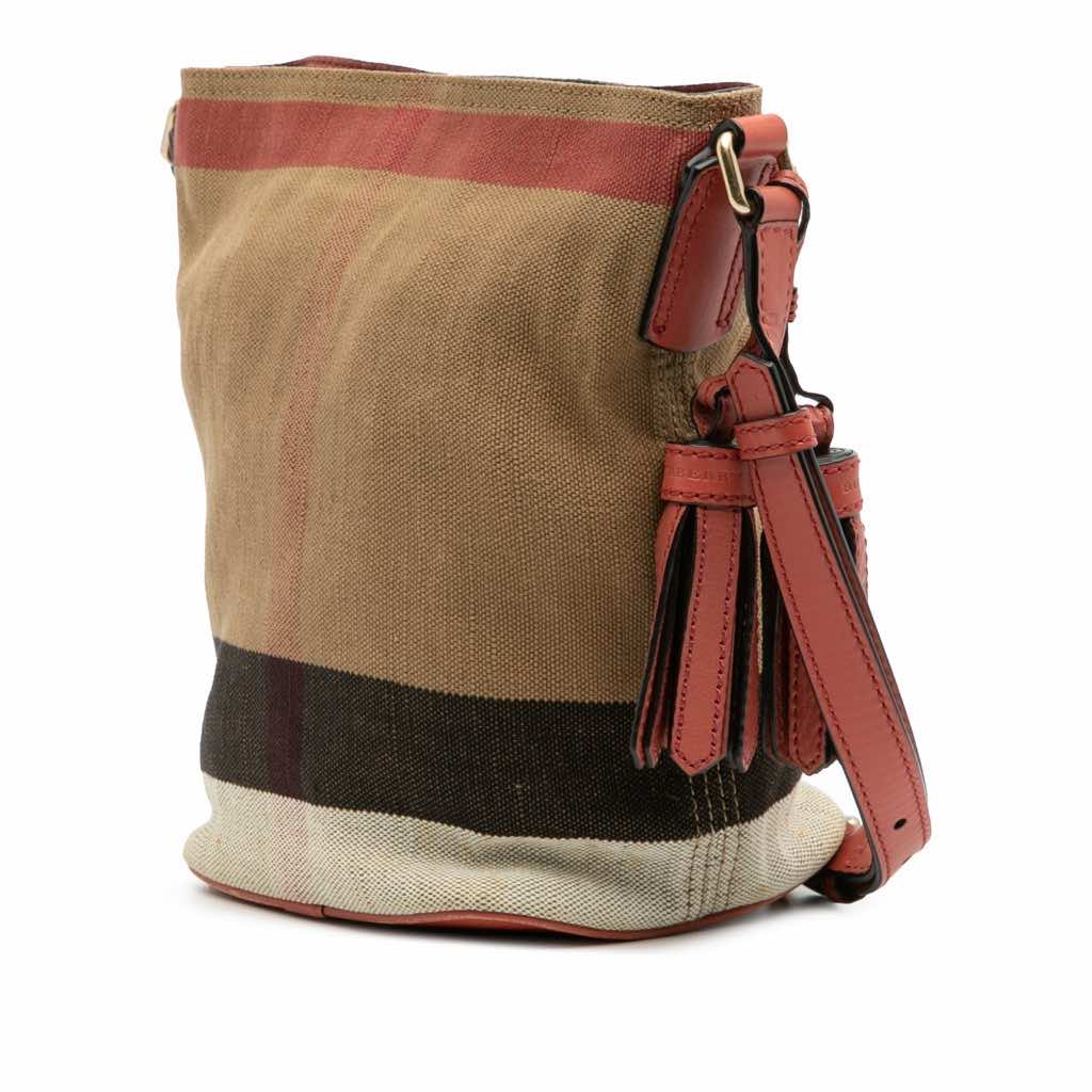 Burberry Mini Mega Check Canvas Ashby Tassel Bucket Bag - Back view