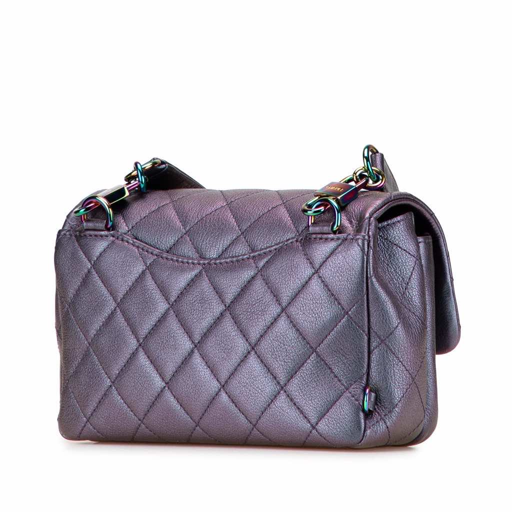 Chanel Small Iridescent Goatskin Double Carry Waist Chain Flap - Back view