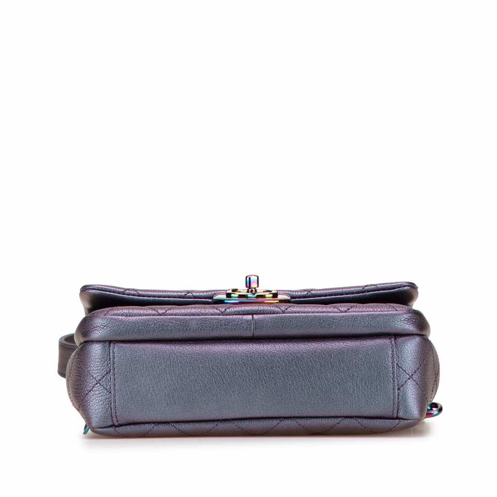 Chanel Small Iridescent Goatskin Double Carry Waist Chain Flap - Image 6