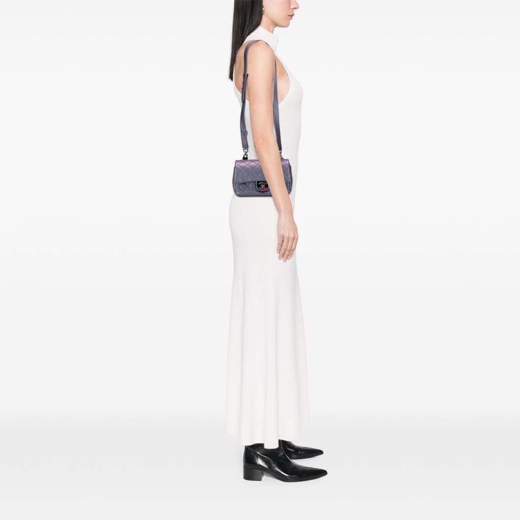 Chanel Small Iridescent Goatskin Double Carry Waist Chain Flap - Image 11