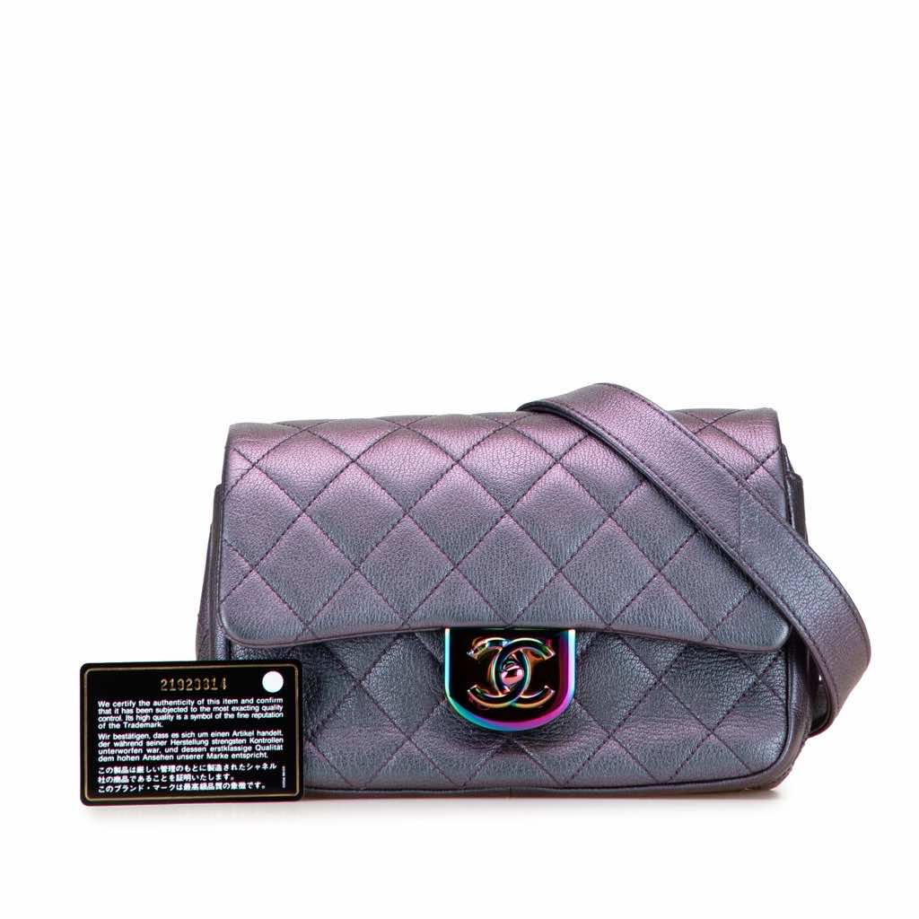 Chanel Small Iridescent Goatskin Double Carry Waist Chain Flap - Image 12