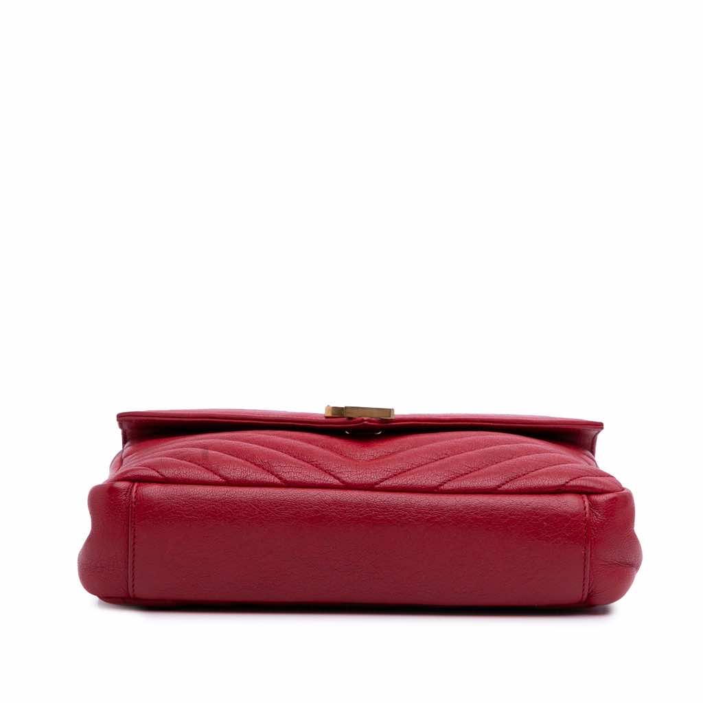 Saint Laurent Medium Quilted Chevron Sheepskin College Satchel - 3