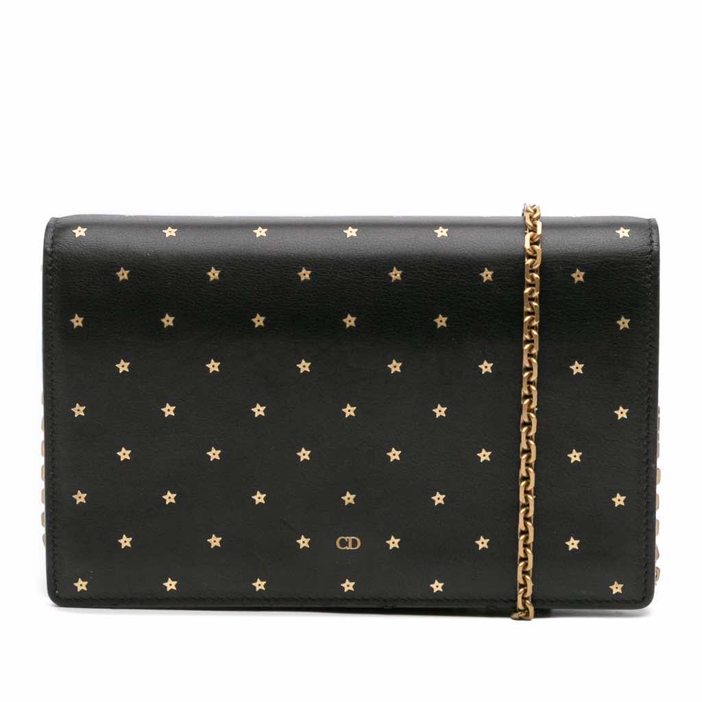Dior Embossed Calfskin Stars Wallet on Chain