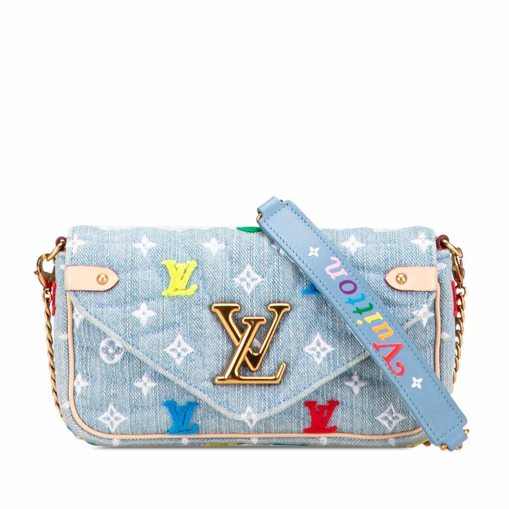 Louis Vuitton Embroidered Monogram Denim New Wave Chain Pochette