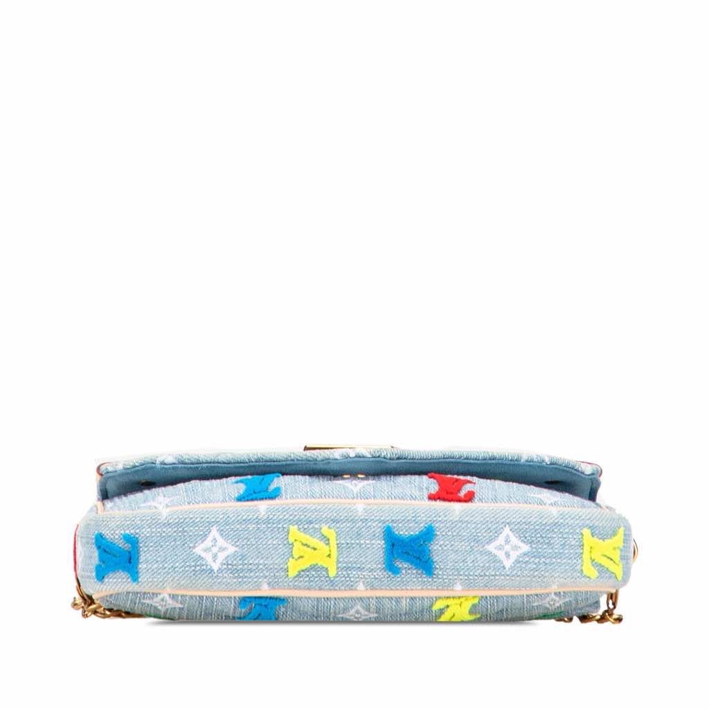 Louis Vuitton Embroidered Monogram Denim New Wave Chain Pochette - Image 6