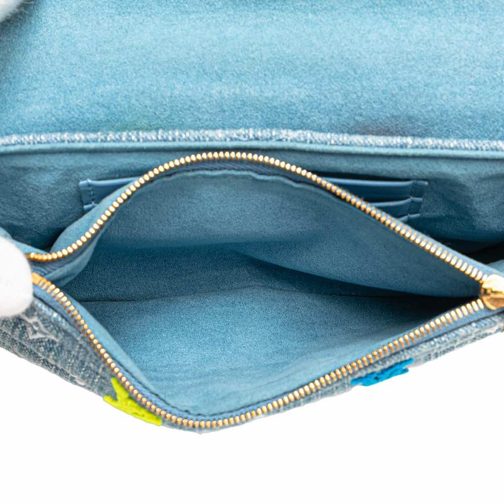Louis Vuitton Embroidered Monogram Denim New Wave Chain Pochette - 4
