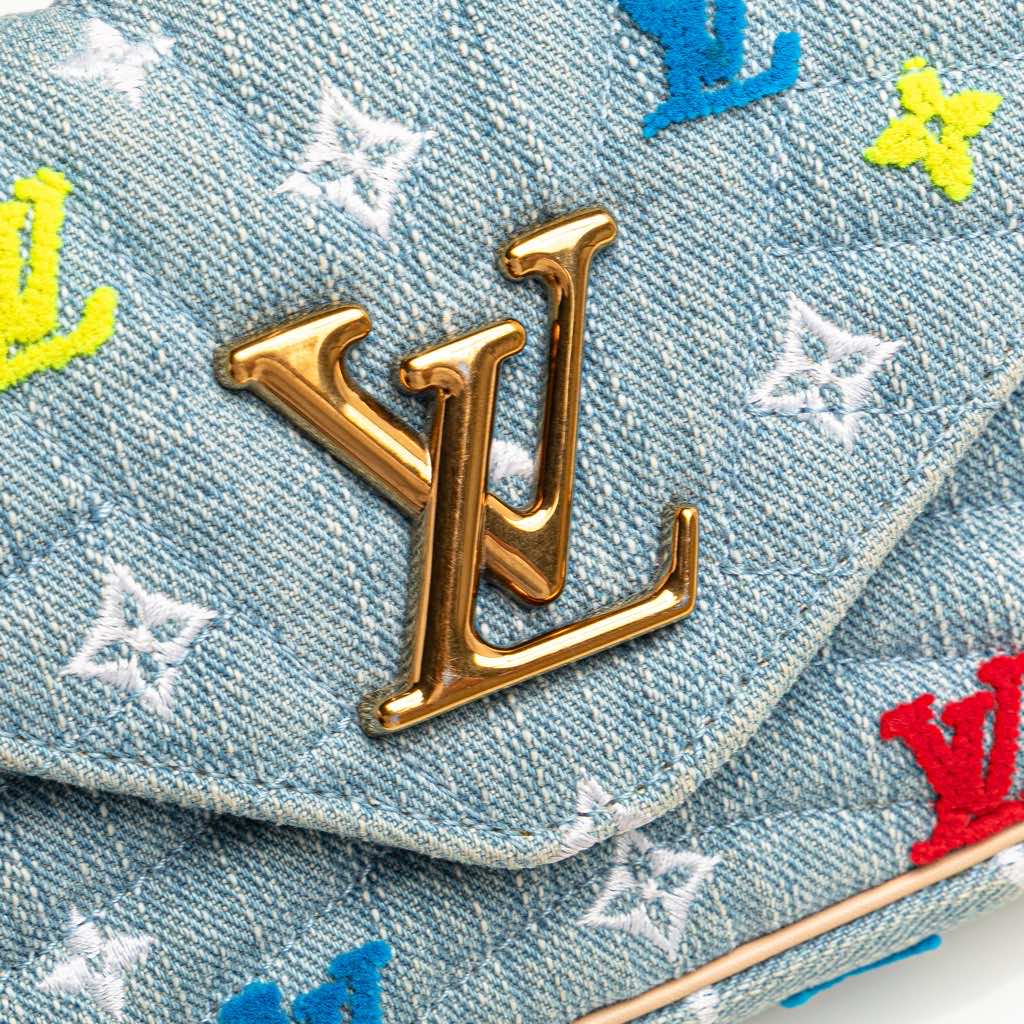 Louis Vuitton Embroidered Monogram Denim New Wave Chain Pochette - Image 10