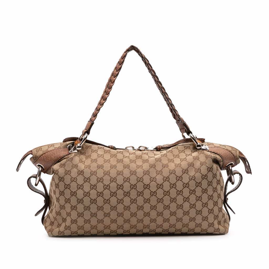 Gucci Medium GG Canvas Bamboo Bar Tote