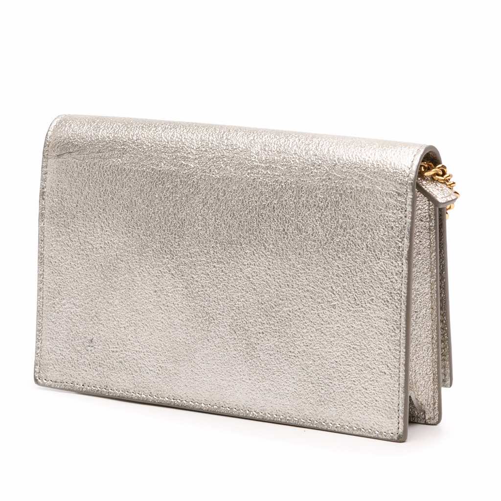 Saint Laurent Metallic Calfskin Monogram Kate Tassel Wallet on Chain - 2