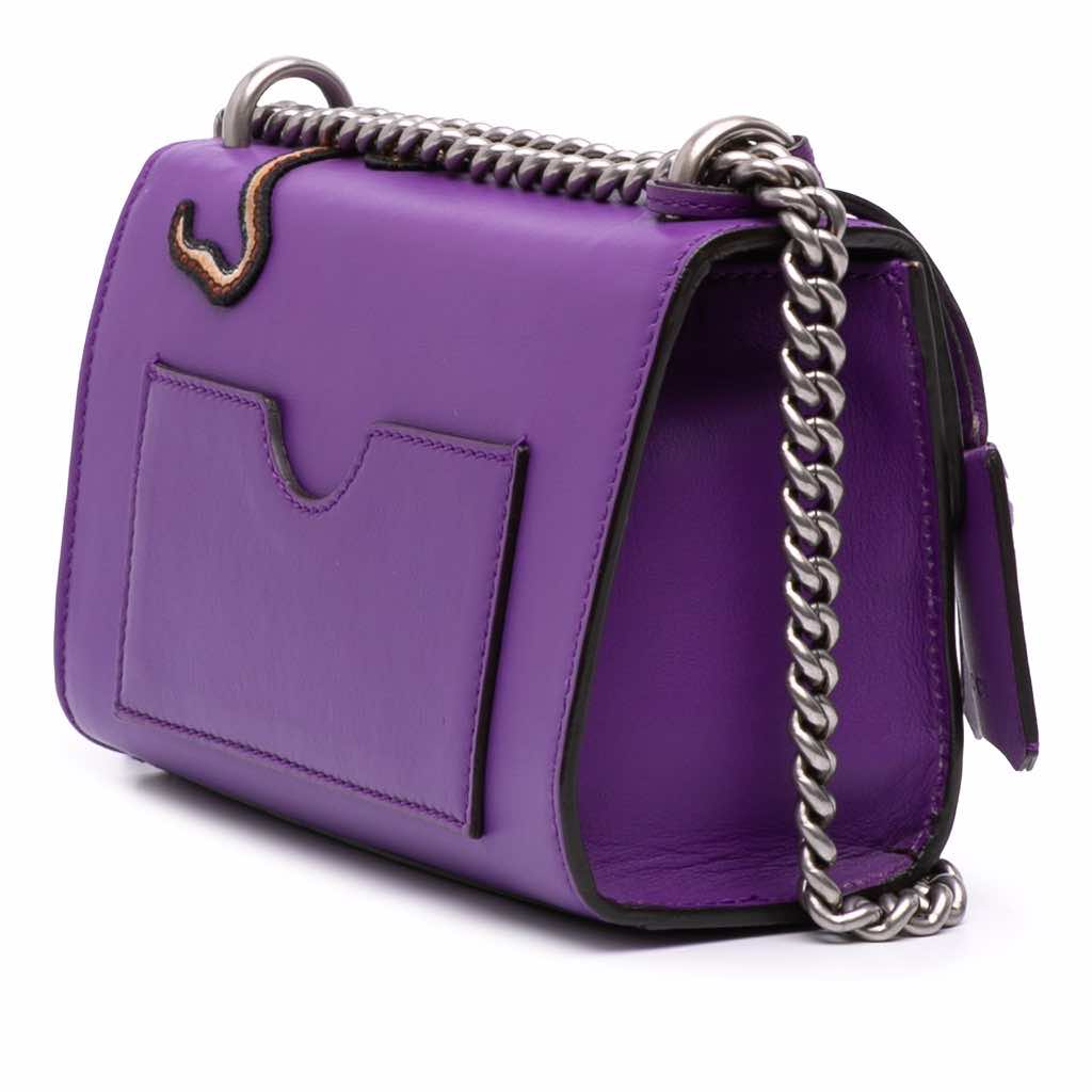 Gucci Small Embroidered Calfskin Tiger Strawberry Padlock Crossbody - Back view