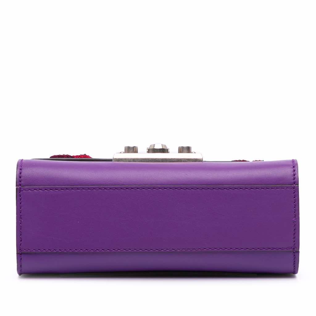 Gucci Small Embroidered Calfskin Tiger Strawberry Padlock Crossbody - Image 6