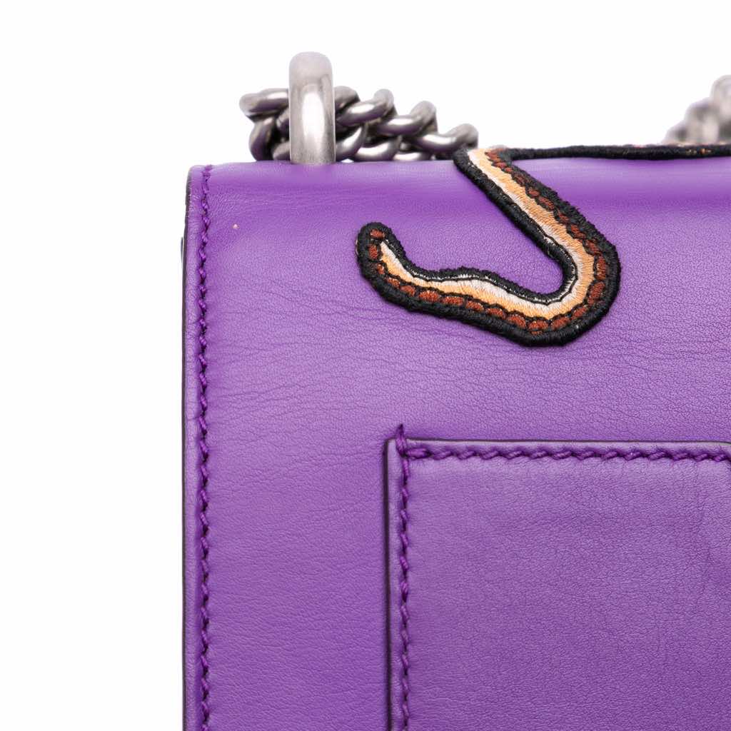 Gucci Small Embroidered Calfskin Tiger Strawberry Padlock Crossbody - Image 11