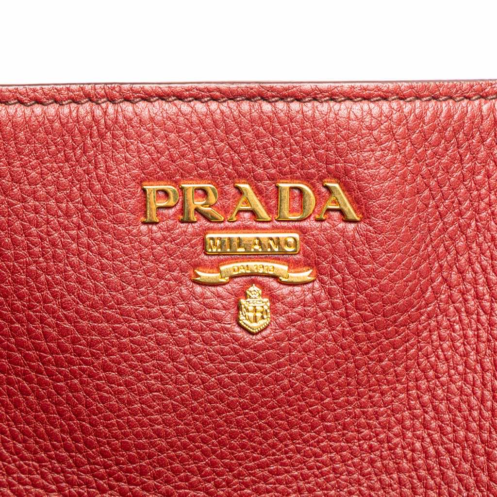 Prada VItello Daino Double Pocket Tote - Side view