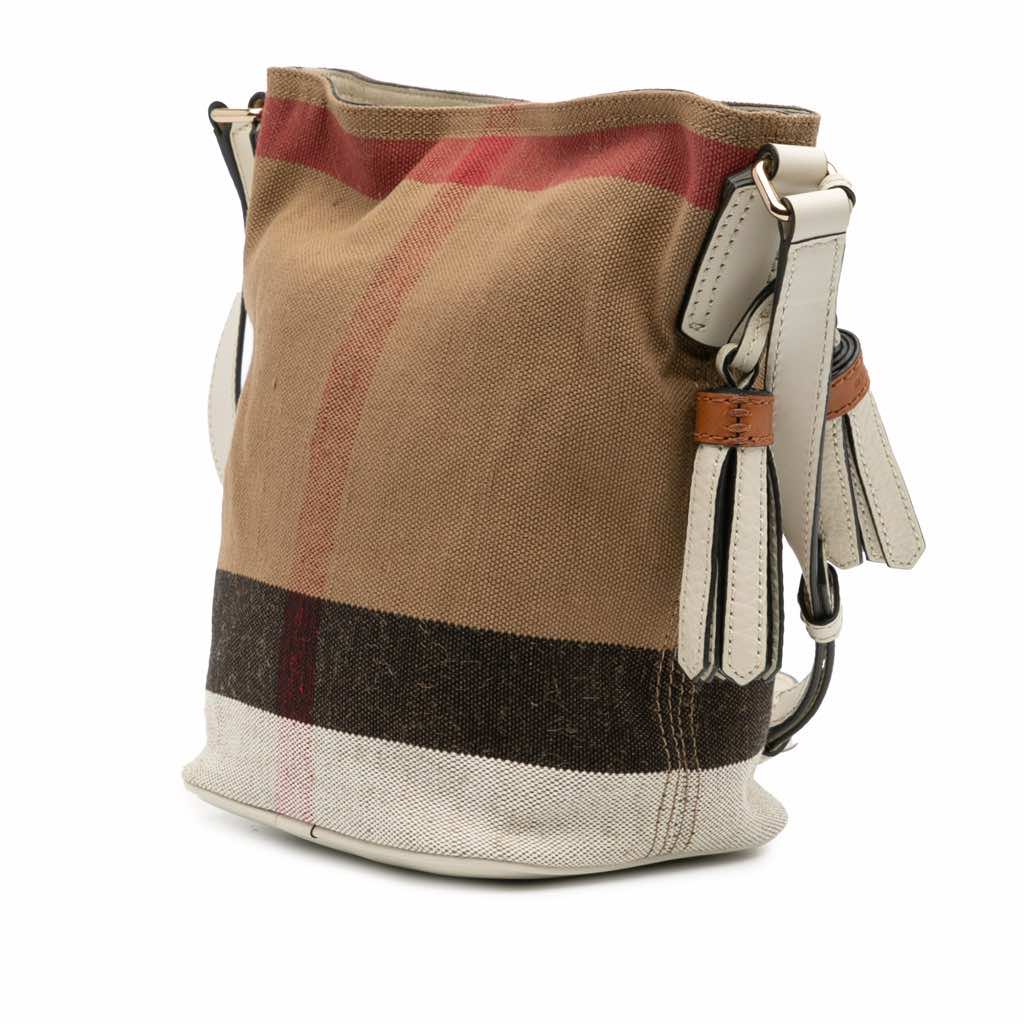 Burberry Mini Mega Check Canvas Ashby Tassel Bucket Bag - Back view