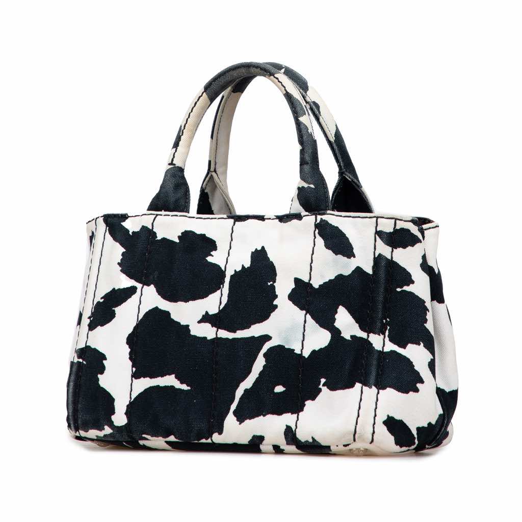Prada Small Canvas Canapa Cow Print Satchel - 2