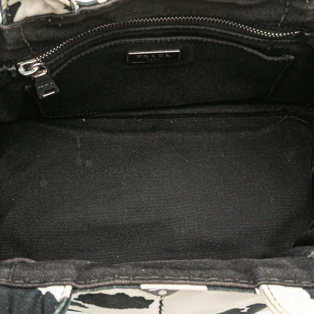 Prada Small Canvas Canapa Cow Print Satchel - 4
