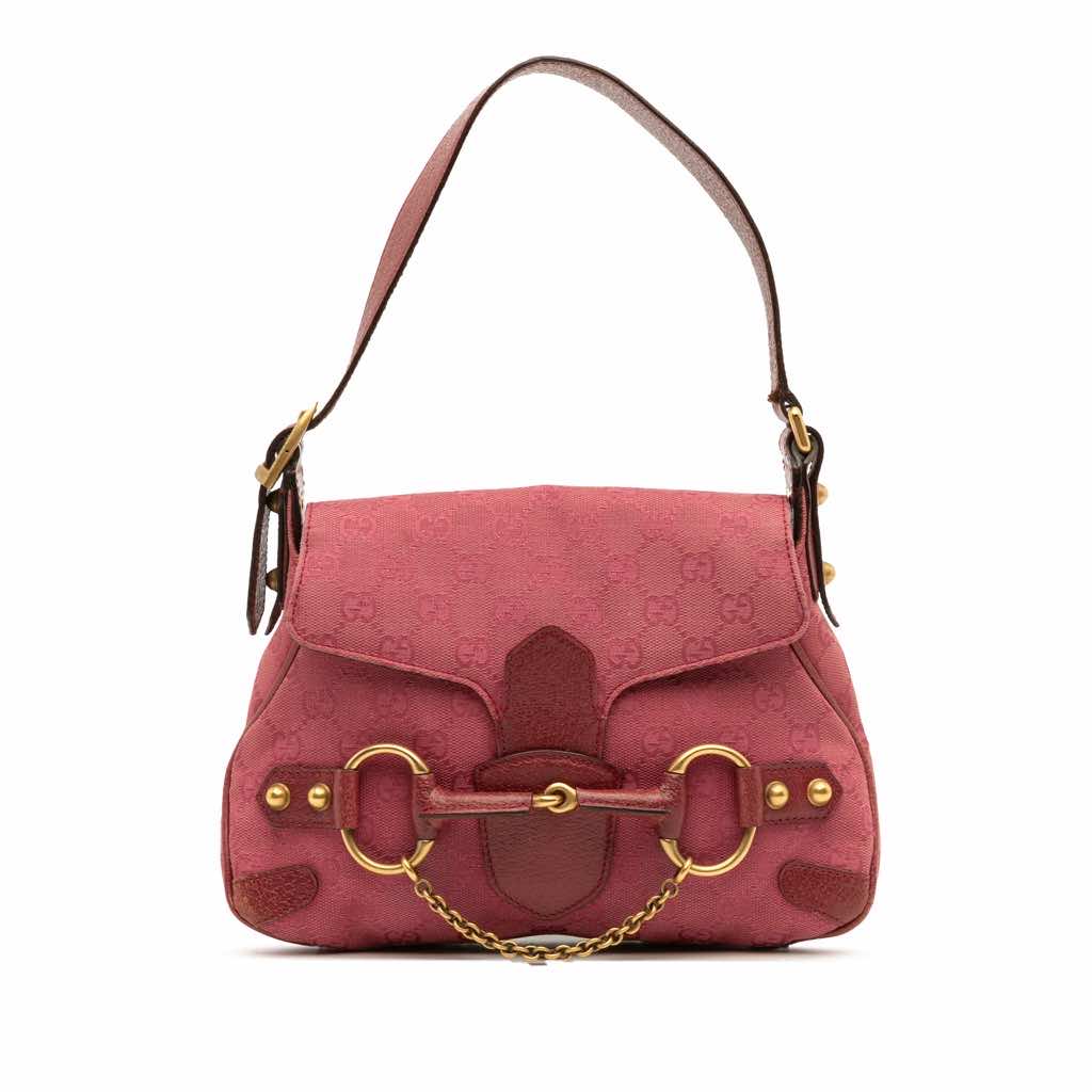 Gucci GG Canvas Horsebit Chain Flap Shoulder Bag