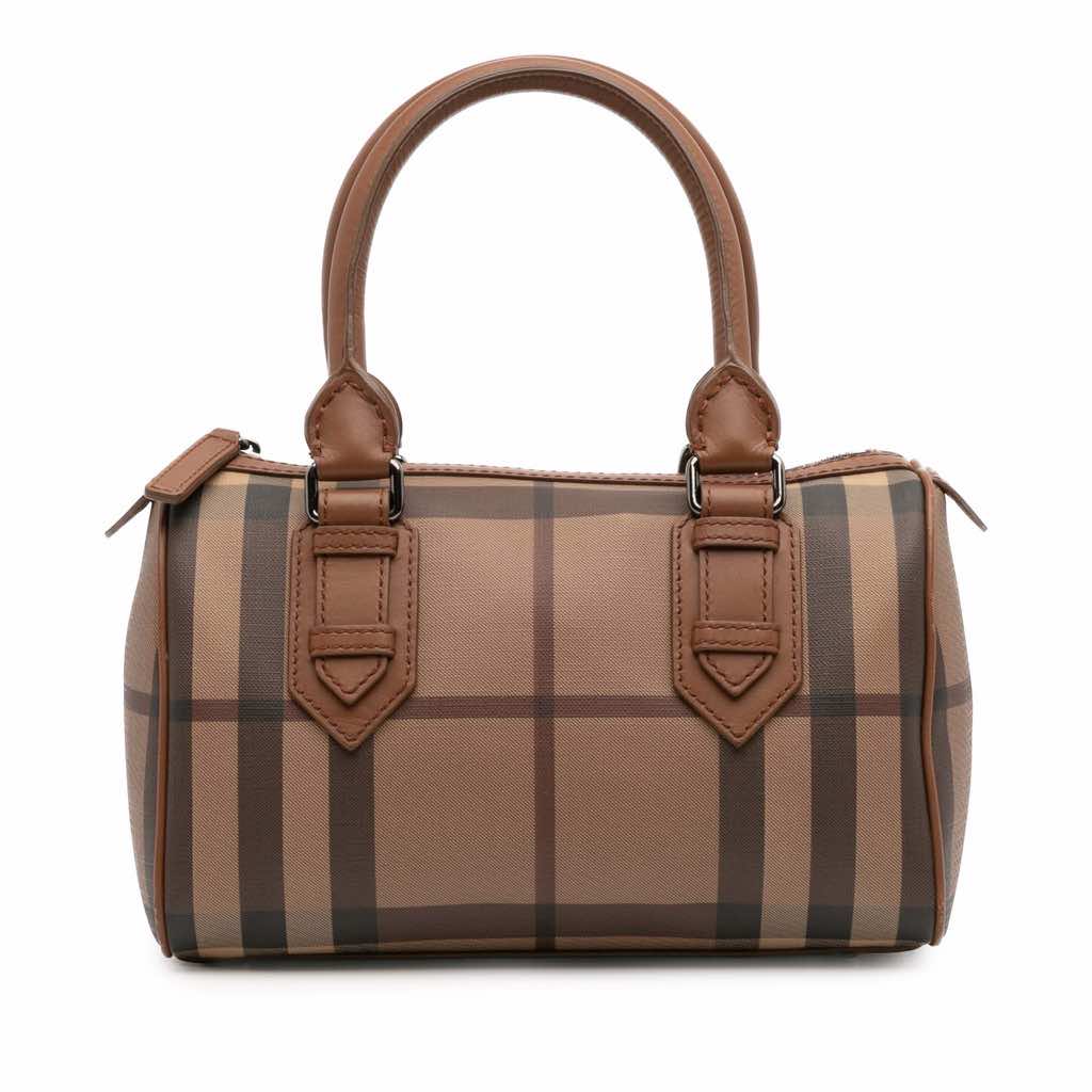 Burberry Smoke Check Coated Canvas Chester Boston Bag