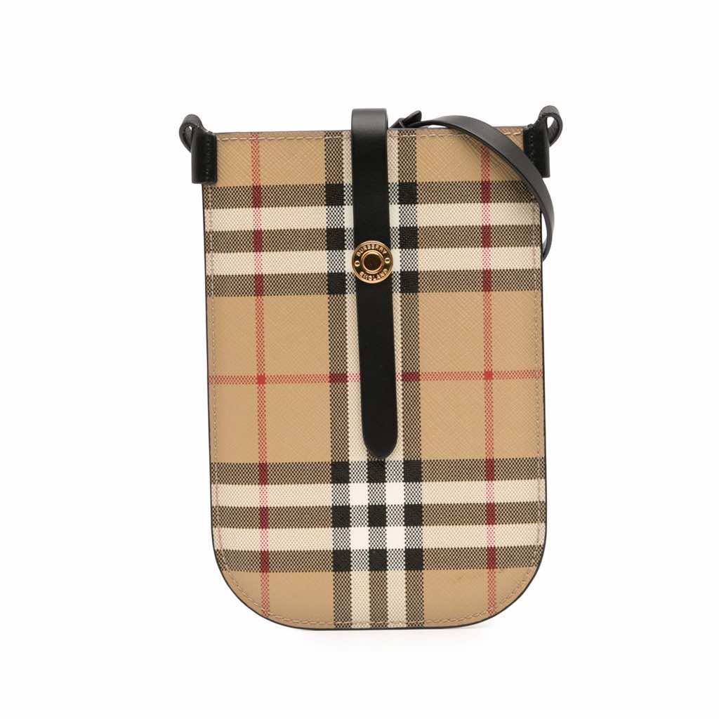 Burberry House Check Coated Canvas Phone Pouch Crossbody