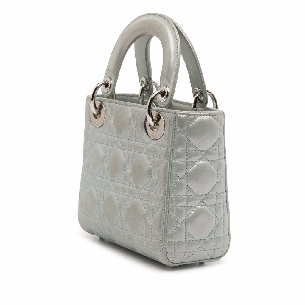 Dior Mini Iridescent Lambskin Cannage Lady Dior - Back view