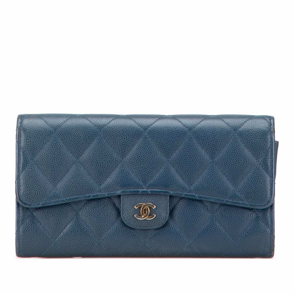 Chanel CC Quilted Caviar Classic Flap Wallet