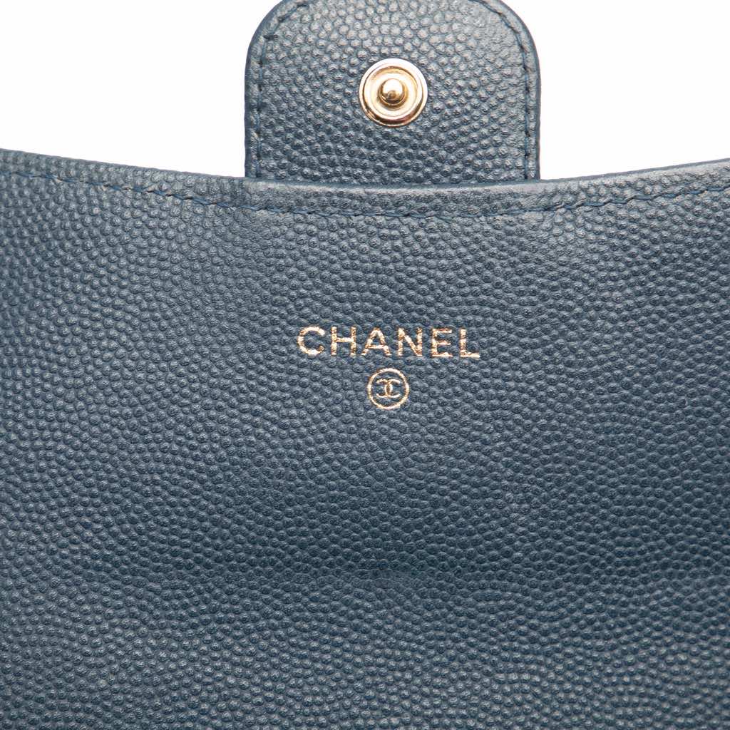 Chanel CC Quilted Caviar Classic Flap Wallet - Side view