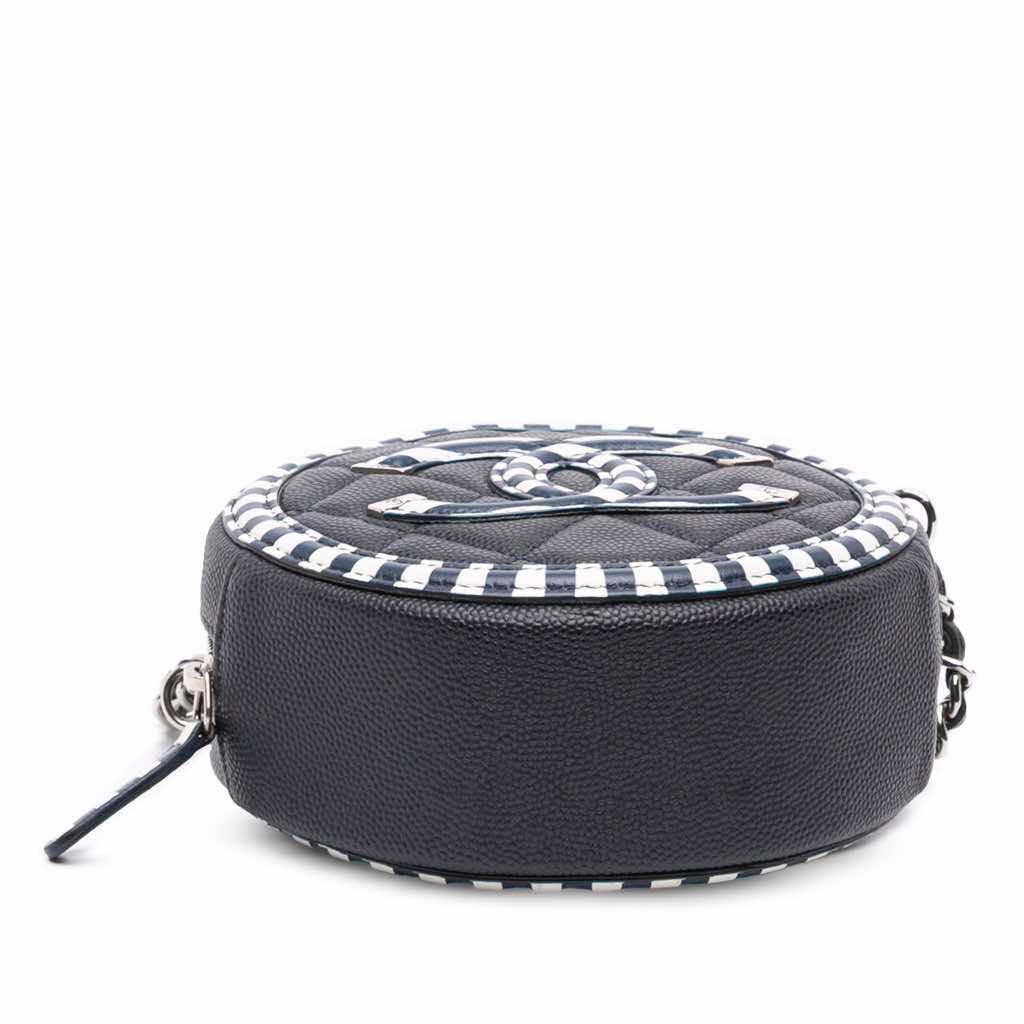 Chanel Caviar Striped CC Filigree Round Crossbody - Image 6