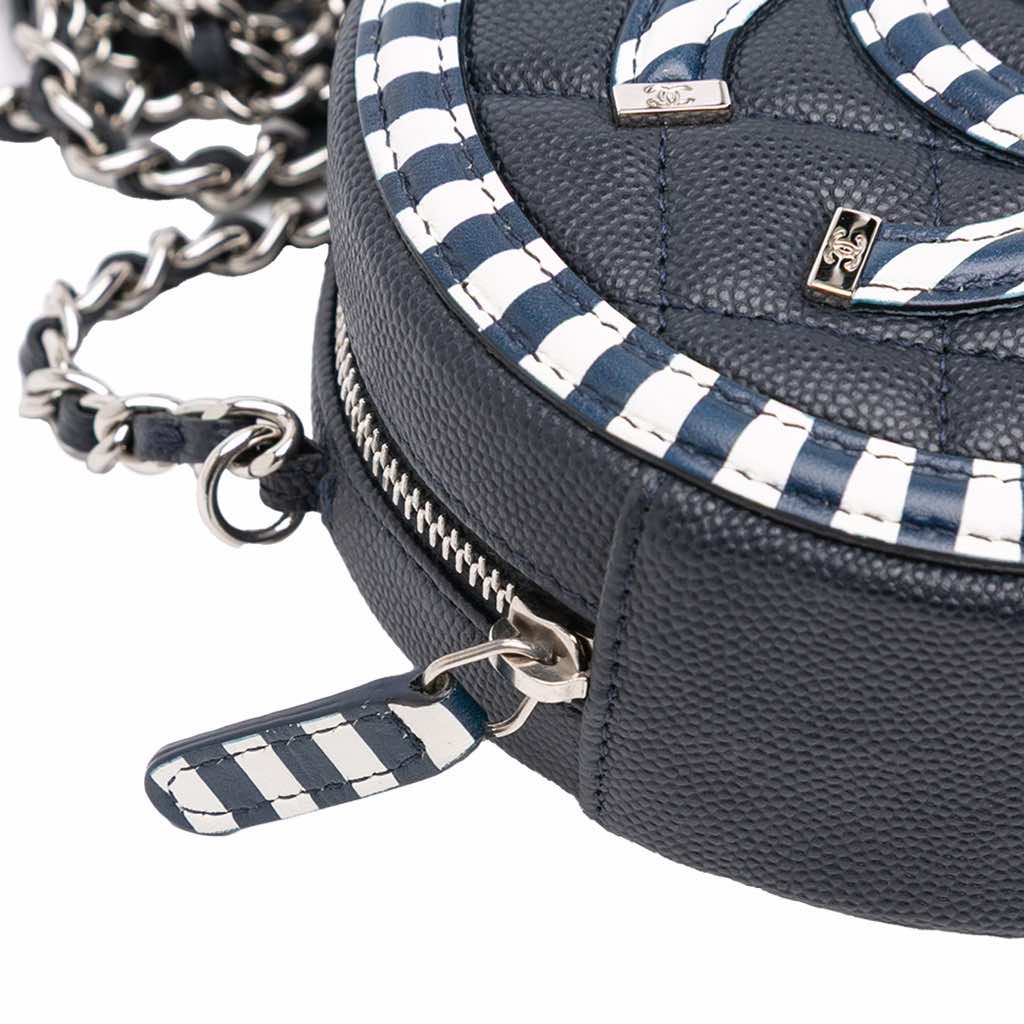 Chanel Caviar Striped CC Filigree Round Crossbody - Detail 2