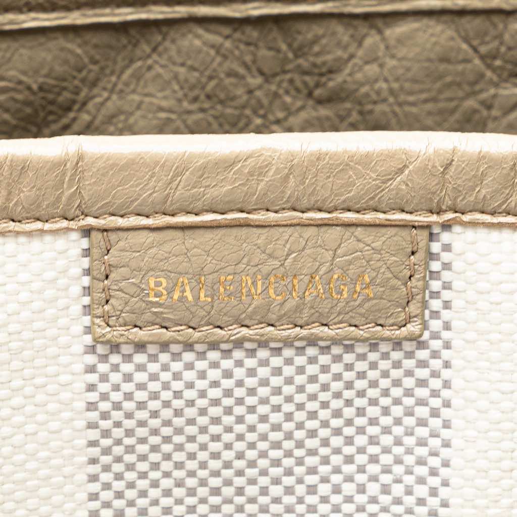 Balenciaga Medium Woven Calfskin Barbes East West Shopper Bag - Side view