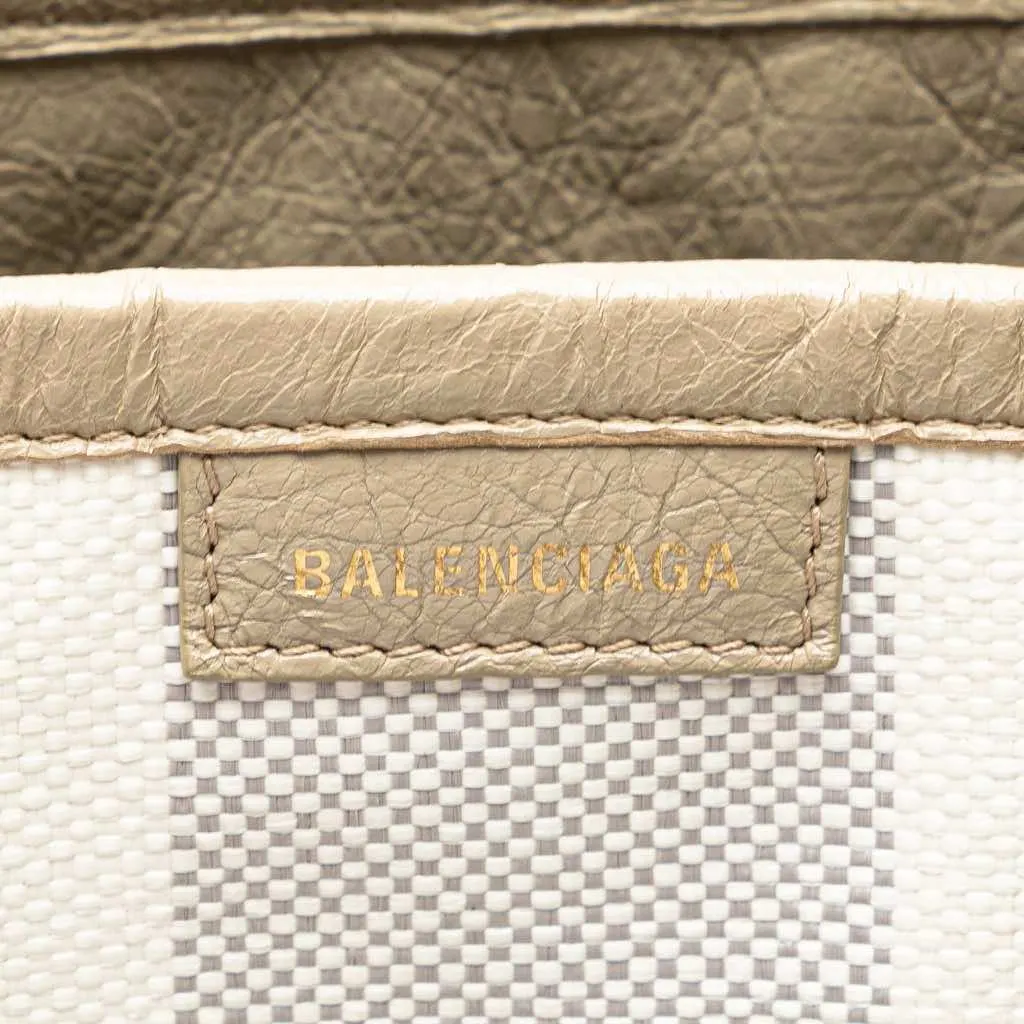 Balenciaga Medium Woven Calfskin Barbes East West Shopper Bag Grey Leather Good - Box View
