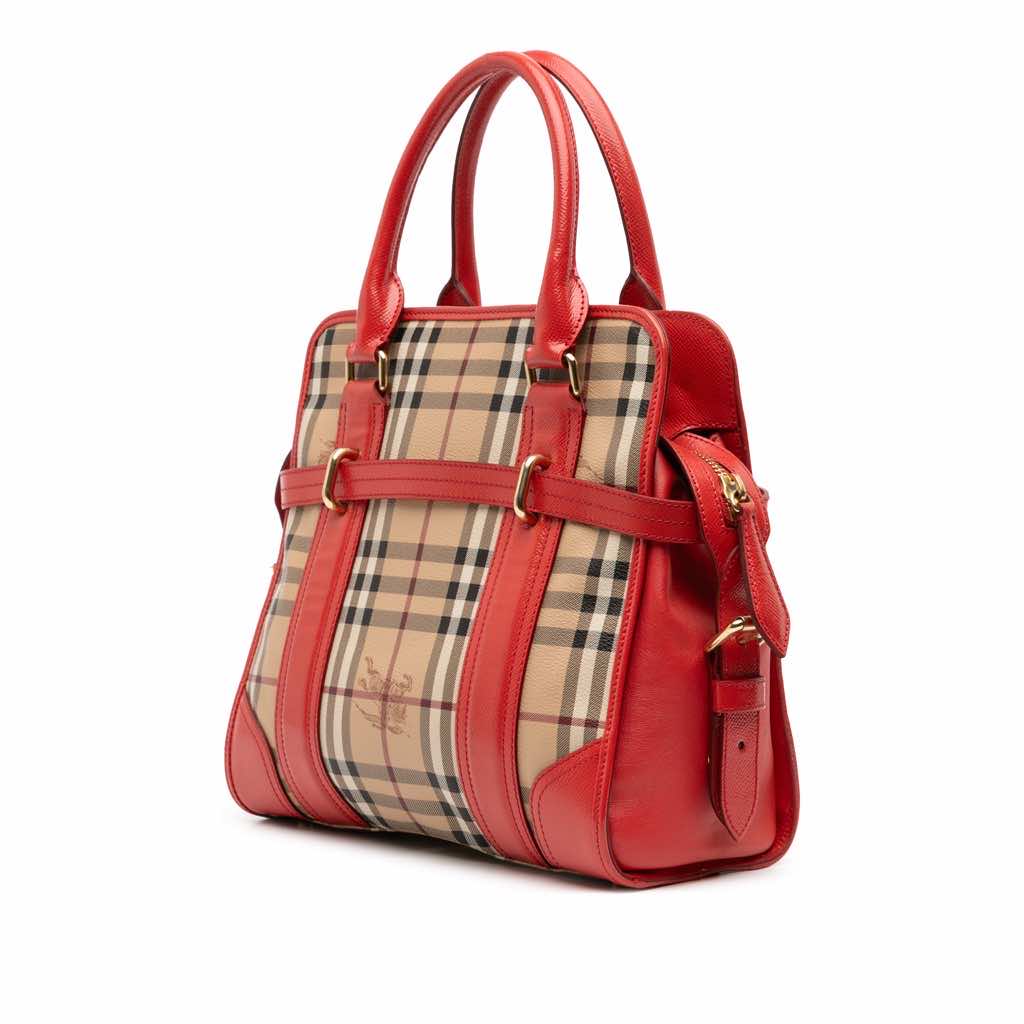 Burberry Haymarket Check Coated Canvas Minford Portrait Satchel - Back view