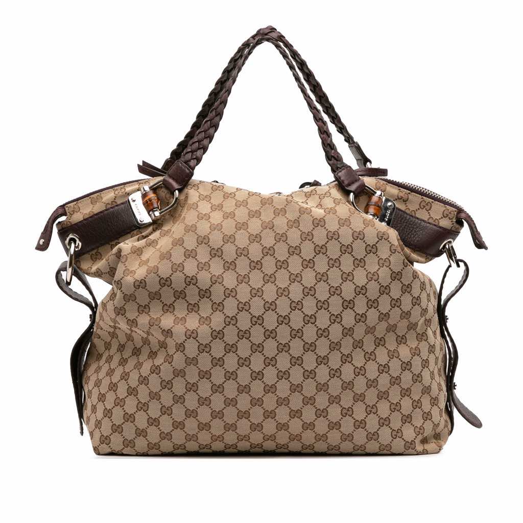 Gucci Large GG Canvas Bamboo Bar Tote
