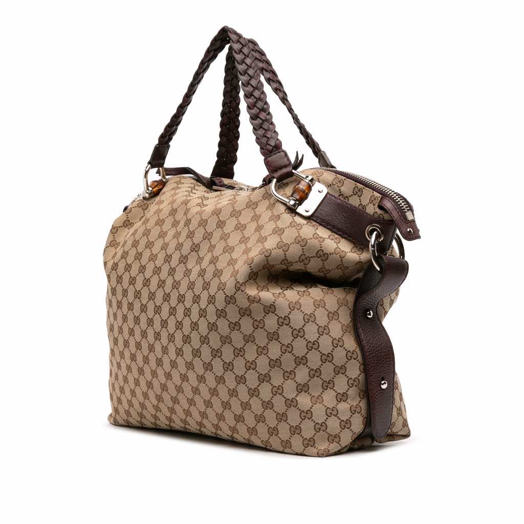 Gucci Large GG Canvas Bamboo Bar Tote - 2