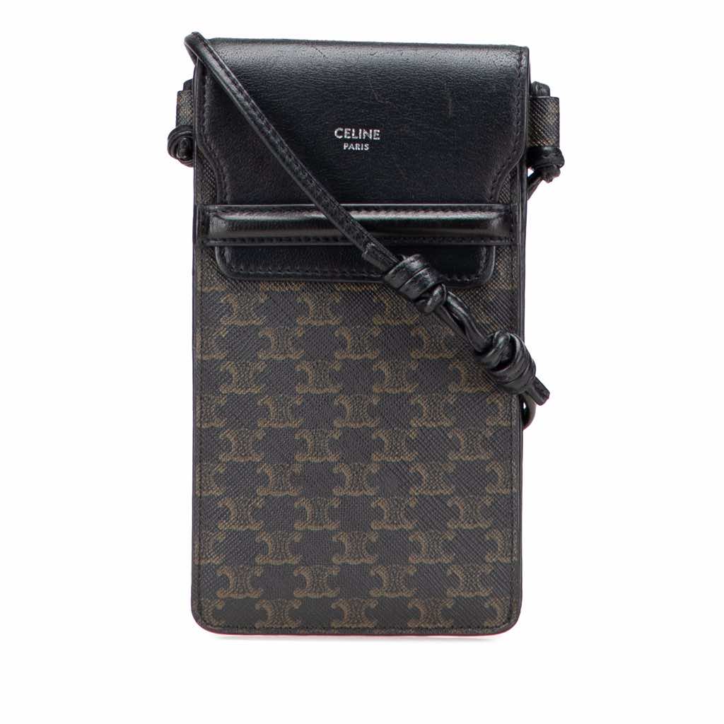 Celine Triomphe Coated Canvas Phone Pouch Flap Crossbody
