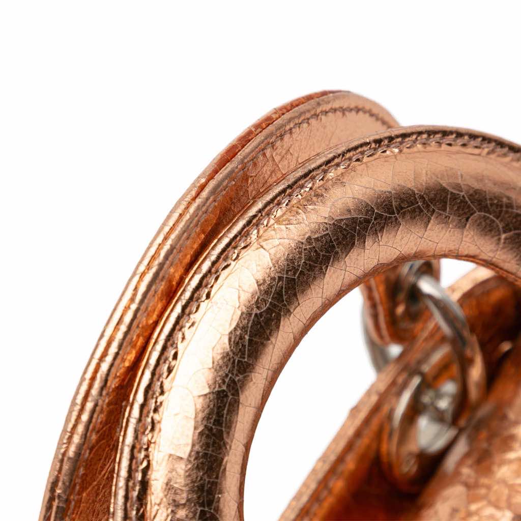 Dior Mini Metallic Crinkled Calfskin Cannage Lady Dior - Image 13