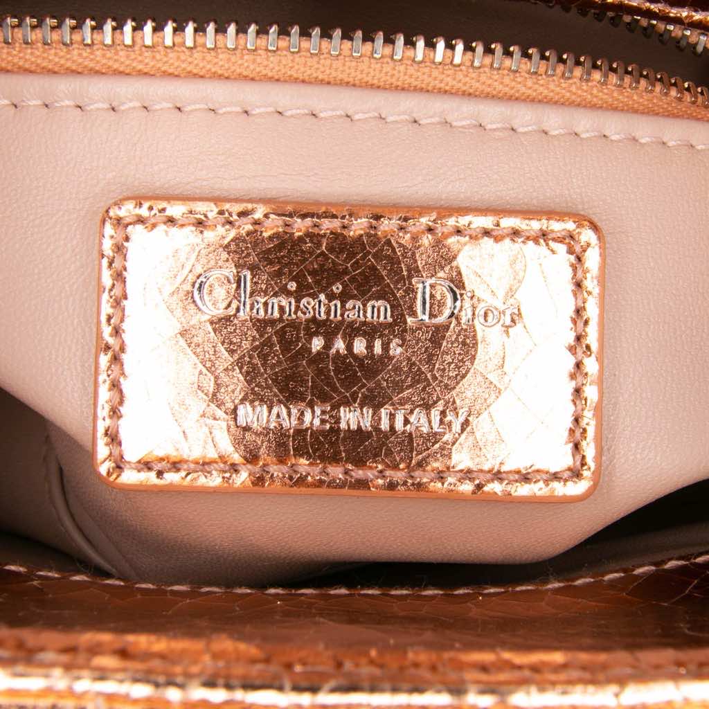 Dior Mini Metallic Crinkled Calfskin Cannage Lady Dior - Side view